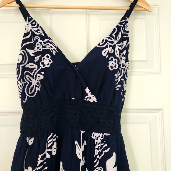 Navy and White Midi Cotton Dress L - Picture 3 of 6